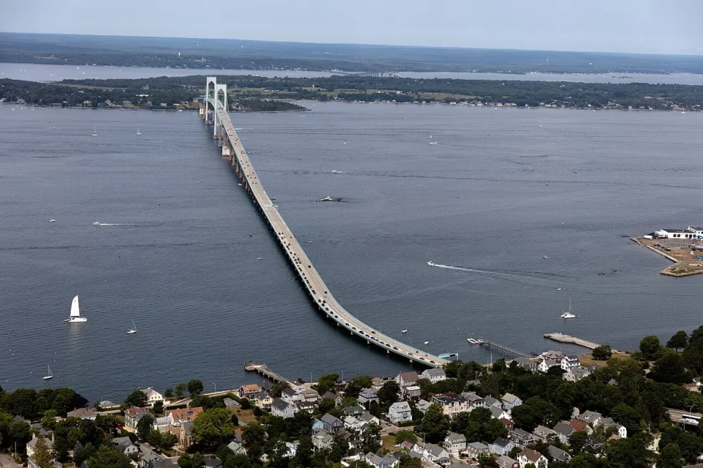 Claiborne Pell Newport Bridge crossing Narragansett Bay in Rhode Island